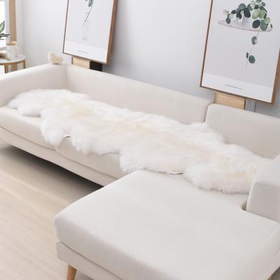 China White Genuine Blanket 2x6, OGLAND Luxury Authentic Sheepskin Area Rug Anti-Slip Natural Fluffy Wool Long Fur Single Skin Fur for sale