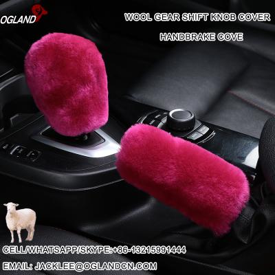 China Gear Shift Knob and Handbrake Hotsales Genuine Australian Sheepskin Gear Shift Knob Cover,Handbrake Cover for sale