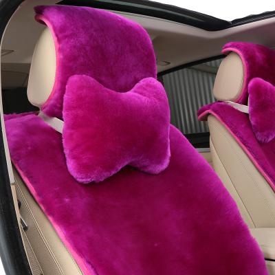 China Car Seat Styling Real Sheepskin Wool Head Support Car Neck Pillow For Auto Seat Comfortable Colorful Fur Cushioning Factory Price for sale