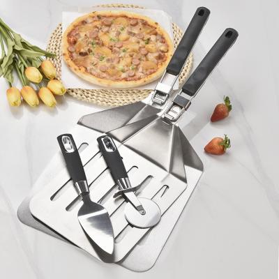 China Long Handle Perforated Pizza Peel Sustainable Aluminum Pizza Pallet Rotating Folding Pizza Skin 12inch With Box Custom for sale