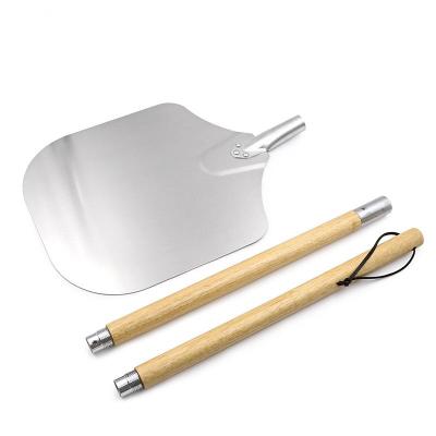 China Sustainable Homeade Pizza and Bread Tools Extended Large Pizza Paddle Aluminum Pizza Skin with 2 Detachable Wooden Handle for sale