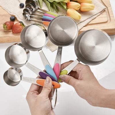 China High Quality Viable Measuring Cups And Spoons Set Silicone Handle Stainless Steel Measuring Cups for sale