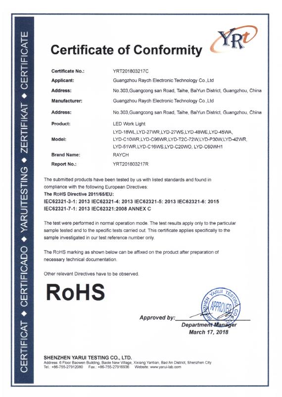 RoHS - Guangzhou Raych Electronic Technology Co., Ltd.