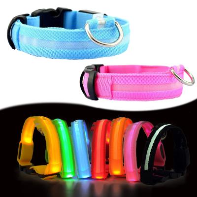 China Viable Nylon Dog Collar LED Light Night Safety Dog Collars for sale