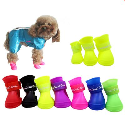 China Cute Viable Little Dog Puppy Rain Snow Boots Booties Candy Colors Rubber Waterproof Anti-Skid Shoes for sale