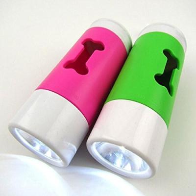 China Viable LED Flashlight Dog Waste Bag Dispenser Holder With Pet Bag Poop Waste Roll Bags for sale