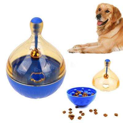 China Viable Dog Snack Dispenser Tumbler IQ Treat Dispensing Toy Food Feeder Pet Wobbler Toy with Metal Bell for sale