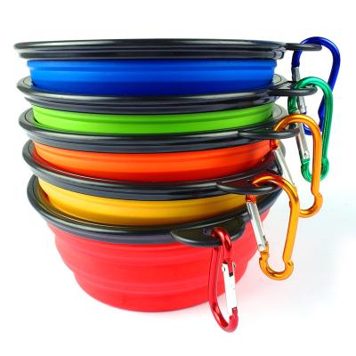 China Collapsible Pet Feeding Water Dish Feeder Travel Viable Silicone Dish Portable Water Bowl Feeder For Pet for sale