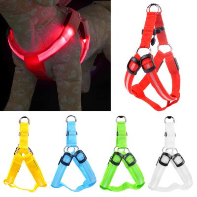 China Strong Waterproof Nylon Webbing LED Viable Dog Harness Visible Led Flashing Light Harness Used For Safe Walking & Hiking for sale