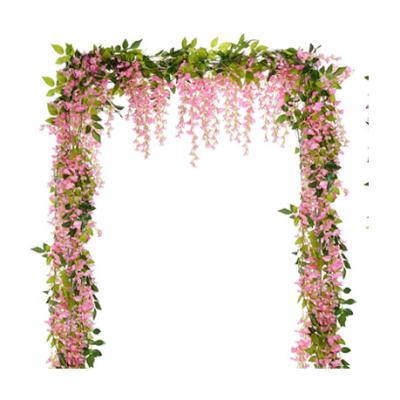 China Modern Nordics Hanging Wedding White Silk Flowers Garland Artificial Wisteria Garland Wisteria Vine Decorative Plastic Stem Long for sale