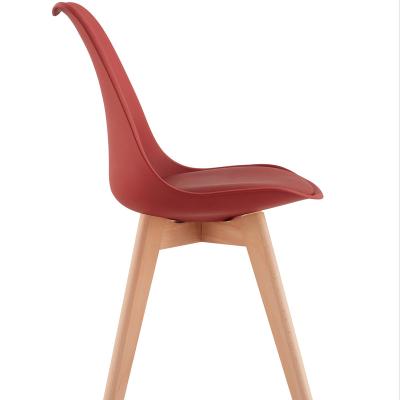 China Modern Wholesale Contemporary Cafe Dining Chairs Padded Polypropylene Kitchen Wood Chair Leather Cushion Plastic Chair For Sale Prod for sale