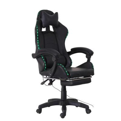 China Adjustable (height) High Back Comfortable Office Gaming Racing Chair Foot Rest wheels PU Leather Gaming Chair for sale