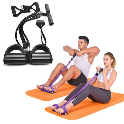 China 4-Tube Pull Rope With Foot Pedal Exerciser Equipment For Abdomen Leg Arm Stretching Slimming Pedal Training Resistance LT-302 for sale