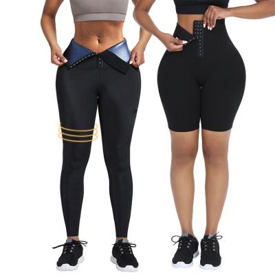 China Factory Supply Home Sauna Sweat Shapewear Women's Shorts Pants High Waist Belly Waist Trainer Shorts Weight Loss Body Shaper Gaiters for sale