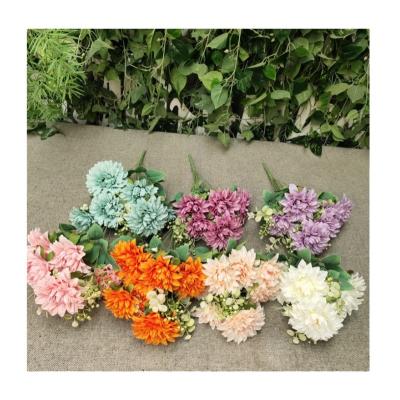 China Wholesale DLH013-1 Large Dahlia Flower 7 Flower Heads Foam Artificial Dahlia Silk Floower Flower Lily Decoration for sale