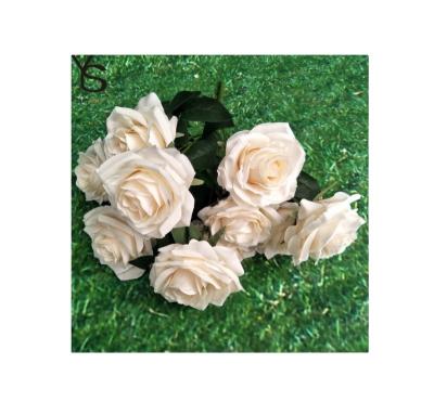 China SMS024 Single Wholesale Artificial Rose Flower Silk Tea Rose With Branch White Rose Silk Flowers for sale