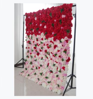 China BHQ004 8ft Silk Flower Wall Artificial Rose Flower Wedding Backdrop Silk Flower Arrangement Decoration for sale