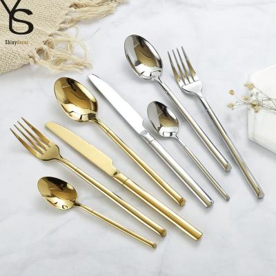 China Wholesale Contemporary High Quality Wedding Flatwares Dinner Set Golden Flatware Set SDC014 For Hotel Bars for sale