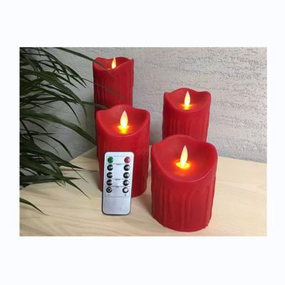 China LZ008 Holiday Red Color Unique Candle Tearing LED Candles With Remote Set Christmas Thank You Giving Party for sale