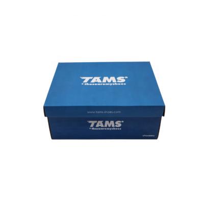 China Recyclable Custom Logo Wholesale Blue Lid Base And Two Pieces Of Cover And Box Of Tray Rigid Clothing Paper Packaging for sale