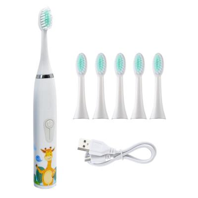 China OEM Battery Operated Rechargeable Kids Sonic Electric Toothbrush Soft Brush Kids Cute Cartoon Teeth Whitening Toothbrush for sale