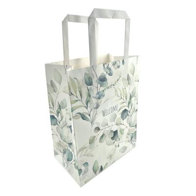 China OEM Recyclable Thank You Kraft Paper Bag White Kraft Gift Bag Making Machine Recycle Bag With Flat Handle for sale