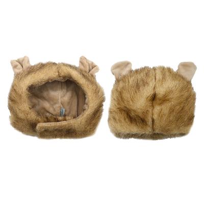 China Viable Manufacture Wholesale Pet Supplies Funny Lion Mane Wig With Ears Fancy Costume Dog Wig Cat Lion Fur Headgear Hat for sale