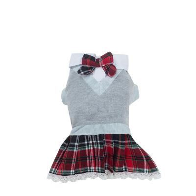 China Spring / Summer Sustainable Pet Clothes Preppy Pet Dress With Bow Dresses for sale