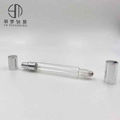 China High fashion recyclable 10ml glass tube double headed bottles one roll on one spray for cosmetic package for sale