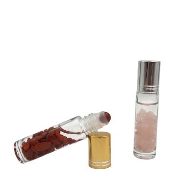 China Luxury Personal Care 10ML Gemstone Roll On Clear Glass Bottle Essential Oils Roller Bottles for sale