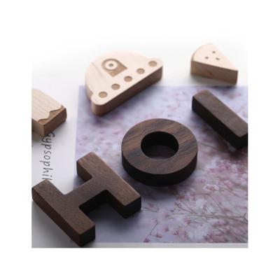 China Hot Selling Creative DIY TOY Wooden Number Sticker Letter Wooden Alphabet Number Puzzle Educational Wooden Study Toy For Children for sale