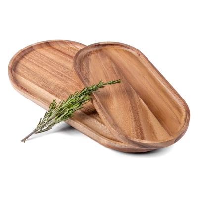 China Viable Rectangular Oval Wooden Dishes For Sushi Vegetable Food Charcuterie Cheese Breadfruit Rustic Dip Serving Tray for sale