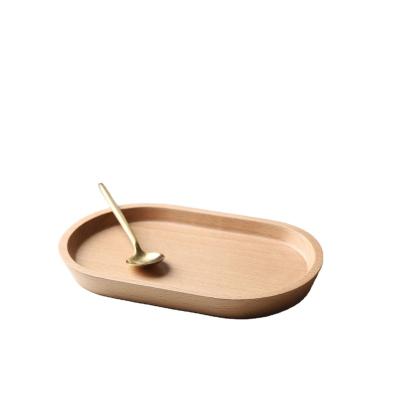 China Sustainable Hand Craved Coffee Dish Walnut Beech Acacia Wood Serving Tray Small Perfect for Tea or Coffee Cup/Phone/Keys/Glasses for sale