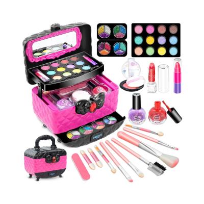 China Mini Makeup Toy Kit for Girls, 41 Pcs Washable Makeup Set Kids Toy with Real Cosmetic Case for Little Girl, Pretend Play Makeup for sale