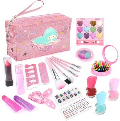 China Nail Polish Toy Set Amazon Hot Sale Make Up Girls Set Toys With Cosmetic Bag Easy Clean Cosmetics Pretend Play Toys for sale