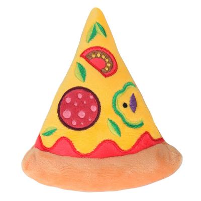 China Toy Plush For Pet Plush Plush Round Plush Pizza Pug Custom Dog Cheese Squeaky Stocked Soft Food Dog Toys Bulk Pet Squeaker Toys for sale