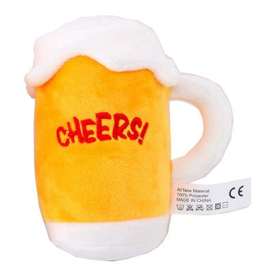 China Stored Interactive Durable Dog Squeaker Toys Beer Beer CUP For Chewers Dog Chewing Plush Stuffed Toys for sale