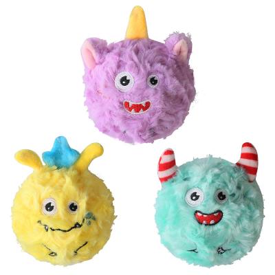 China Sustainable Little Monster With TPR Squeaky Dogs Toys Cute Plush Stuffed Pet Chewing Toys for sale