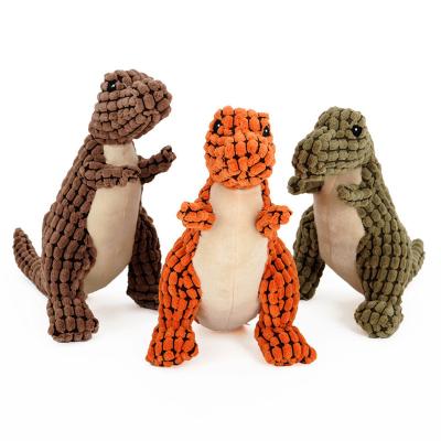 China Dinosaur Stuffed Dog Stocked Cut Squeaky Toy For Chewing Teeth Cleaning for sale