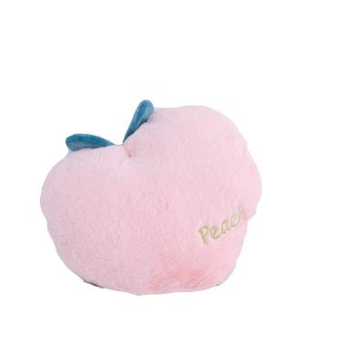 China Portable Peach Shaped Faux Rabbit Fur Pillow Case Cute Soft Plush Stuffed Pillow Case Cushion Lovely for sale