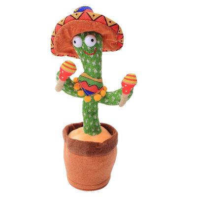 China Polyester Dance With Vietnamese Singing Music And Cactus Shake Dancing Electronic Recording Plush Toy With LED for sale