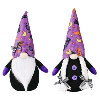 China Ornament Halloween Gnome Handmade Plush Faceless Doll With Bat Ornaments And Boo Flag Halloween Party Decoration for sale