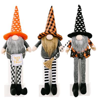 China Plush Fabric + PP Cotton Halloween Decoration Witch Gnomes Elf Halloween Scandinavian Gnomes With Long Legs Home Decor Gifts Ornaments for sale