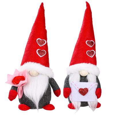 China Plush Cloth + Faceless PP Cotton Love Shape Doll and Wrap Gnomes Valentine's Day Mother's Day Doll Ornaments for sale