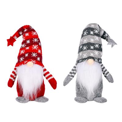 China Plush Christmas Home Party Decoration Star and Snowflake Knit Hat Gnomes Doll Faceless Rudolph Standing Gnome Doll For Kid Gift for sale