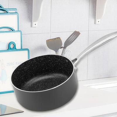 China Single Handle Thickened Viable Base Saucepan Soup Pot With Glass Cover Non-stick Aluminum Milk Pan Customizable Instant Noodles for sale