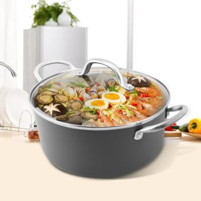 China Aluminum Soup And Stock Pots Pan With Glass Cover Double Nonstick Gas Cooker Casserole Handles Cookware Set Kitchenware for sale