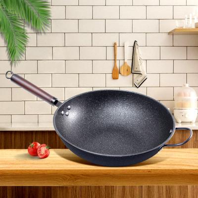 China 2021 New Maifan Simple Luxury High Quality Stone Handle Non-stick Egg Omelet Pancake Frying Pan Cookware Gift Solid Wood Wok for sale