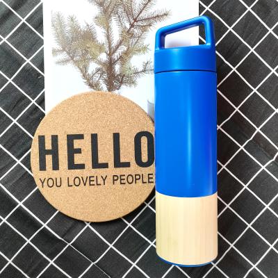 China Wholesale Temperature Display 500ML Bamboo Material With Stainless Steel Assortment And Double Wall Insulated Water Bottle With Strainer for sale