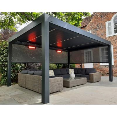 China Easily Assembled Garden BBQ SPA Furniture Gazebo Outdoor Electric Waterproof Canopy Adjustable Roof Aluminum Pergola with LED Lights for sale